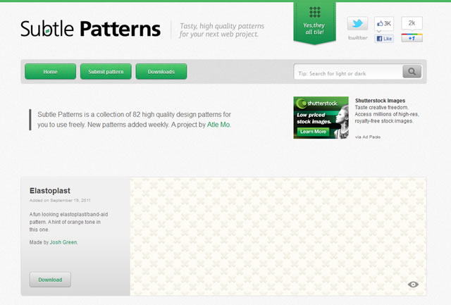 Subtle Patterns - A collection of 82 free high quality design patterns