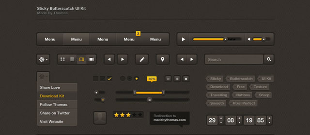 Sticky Butterscotch UI Kit - Free PSD