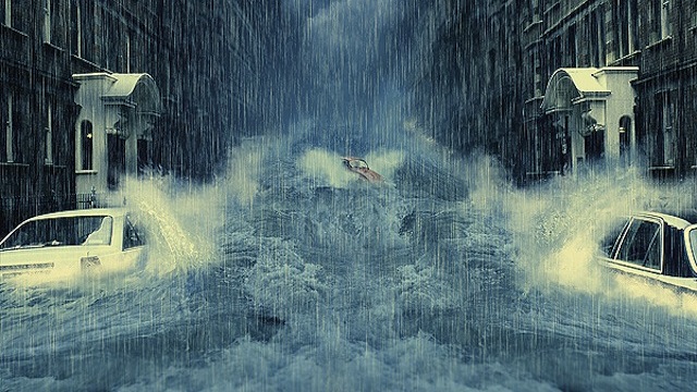 Photo Manipulation of a Flooded City Scene