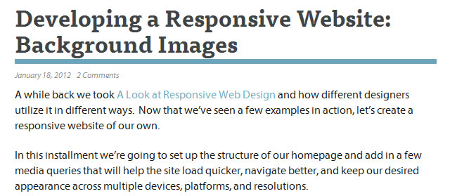 Developing a Responsive Website: Background Images
