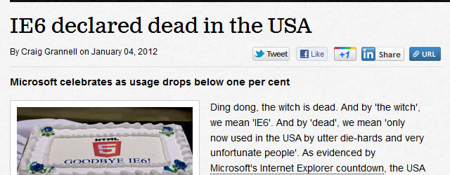 IE6 declared dead in the USA