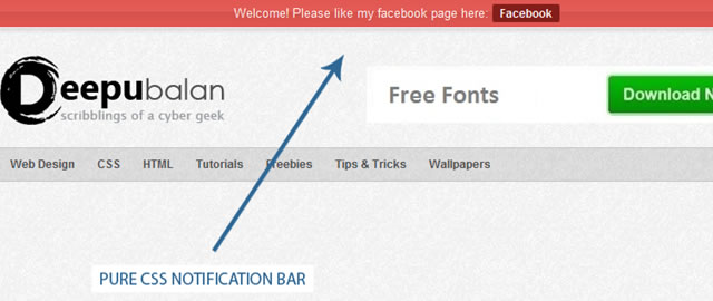 Pure CSS Notification Bar Using :target pseudo class
