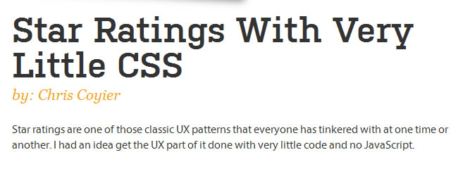 Star Ratings With Very Little CSS