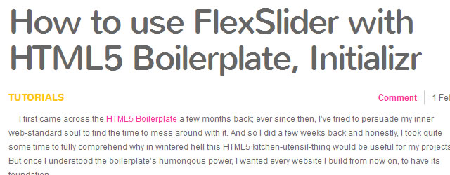 How to use FlexSlider with HTML5 Boilerplate, Initializr