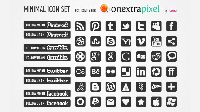 Freebies: Black & White Minimal Social Icons Pack
