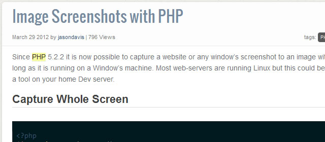 Create Image Screenshots with PHP
