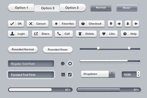 The Free 3D Web UI Kit (Photoshop PSD) free-3d-ui-kit-thumb