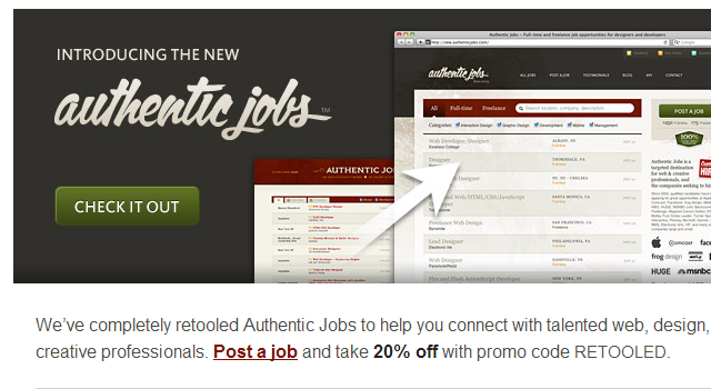 Authentic Jobs email newsletter