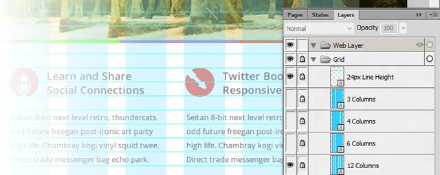 Bootstrap Grid System for Adobe Fireworks GUI Resources