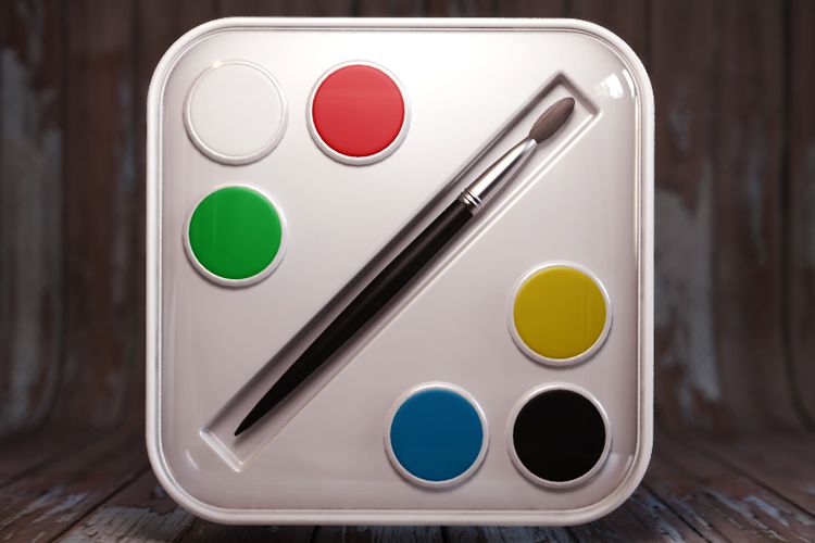 mobile app icon design water colors painting