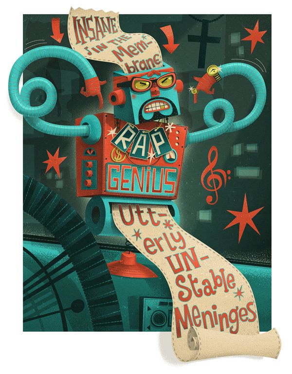 Rap Genius for Wired Magazine illustration portfolio steve simpson