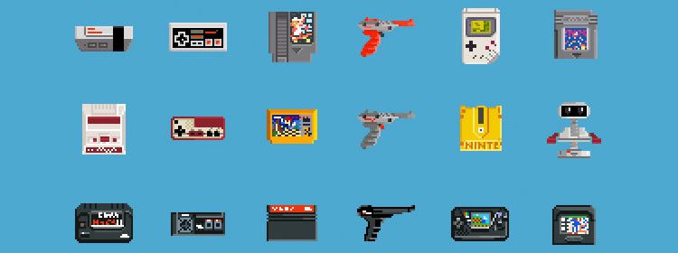 8-Bit Retro Game Console Icons