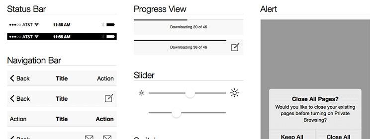 iOS 7 Wireframe Kit free Sketch, PNG, AI & Omnigfraffle Formats