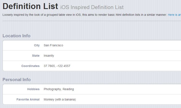 ios style definition list user interface open source