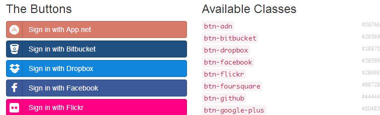 biblioteca de botones de inicio de sesión social de CSS puro para bootstrap