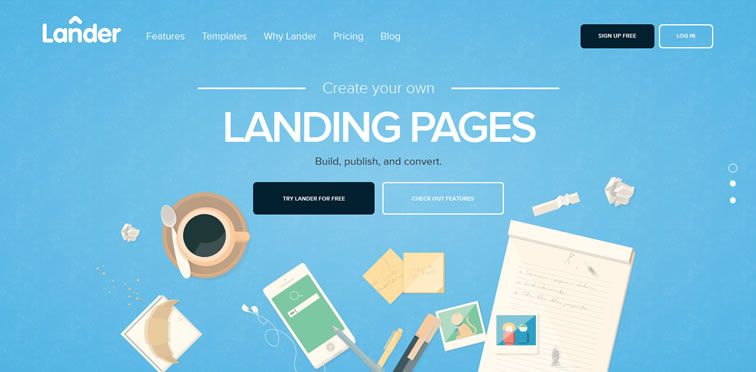 Lander flat web design trend inspiration