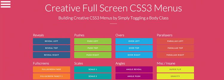 Building Full Screen CSS3 Menus with Tons of Creative Demos