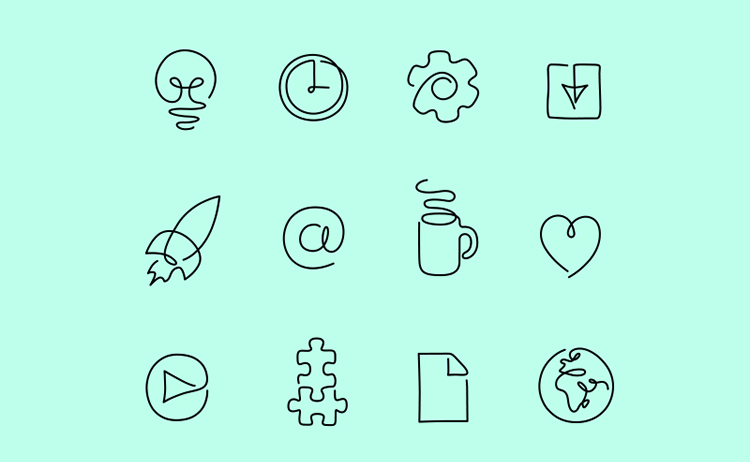 One Line Startup Icons