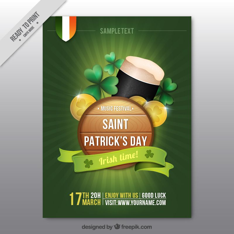 saint patrick free flyer invitation poster template ai eps illustrator freebie