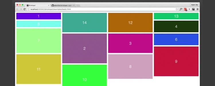 Bricklayer lightweight independent Pinterest-like cascading grid layout library