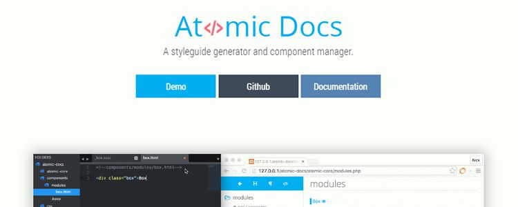 Atomic Docs front-end style guide generator SASS component manager