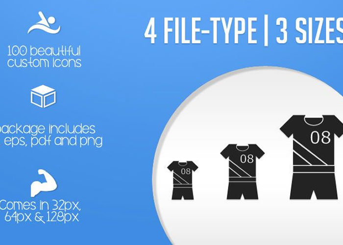 The Free Sports Icon Set (100 Icons, AI, EPS, PNG & PDF)