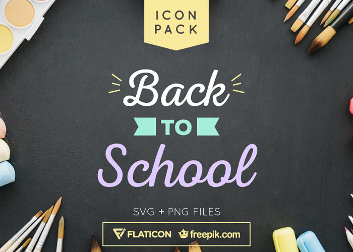 The Free Back to School Flat & Line Icon Set in SVG & PNG Formats
