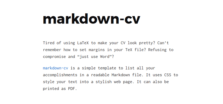 markdown-cv