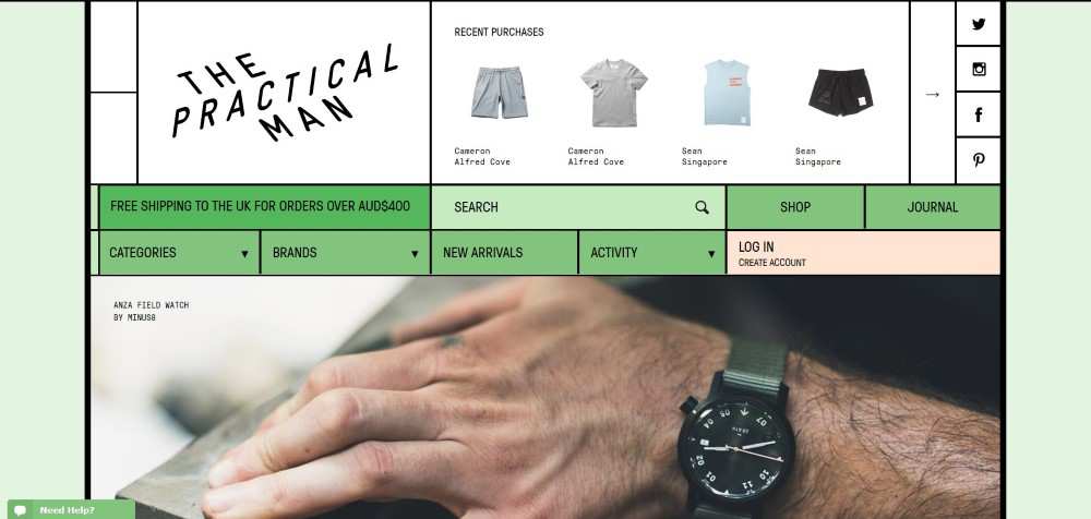 The Practical Man ecommerce web design inspiration user interface shop