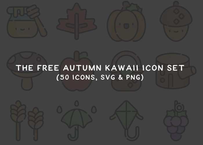 Free Autumn Kawaii Icon Set (50 Icons, SVG & PNG) autumn-icon-set-free-thumb-2