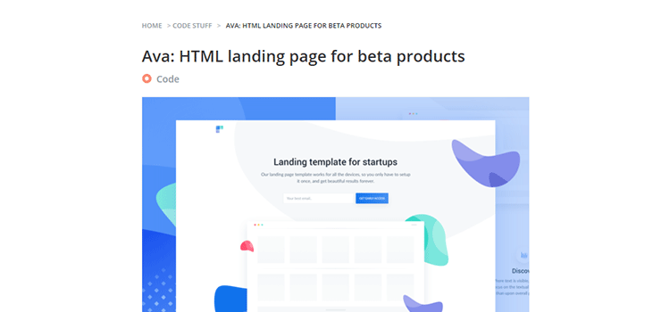 Ava: HTML landing page for beta products