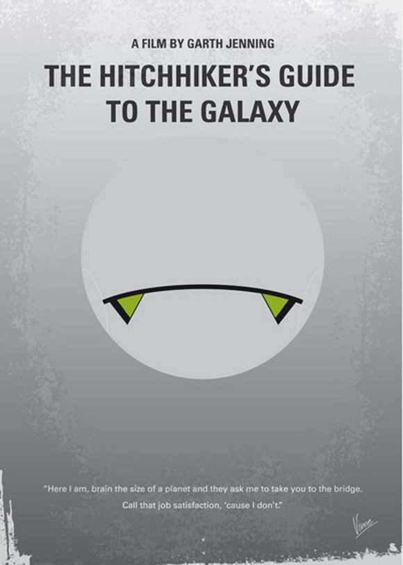 creative minimal poster of the The Hitchhiker's Guide to the Galaxy movie