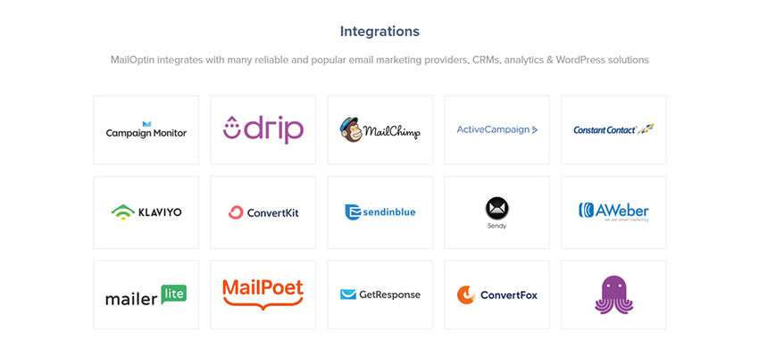 MailOptin integration listing.