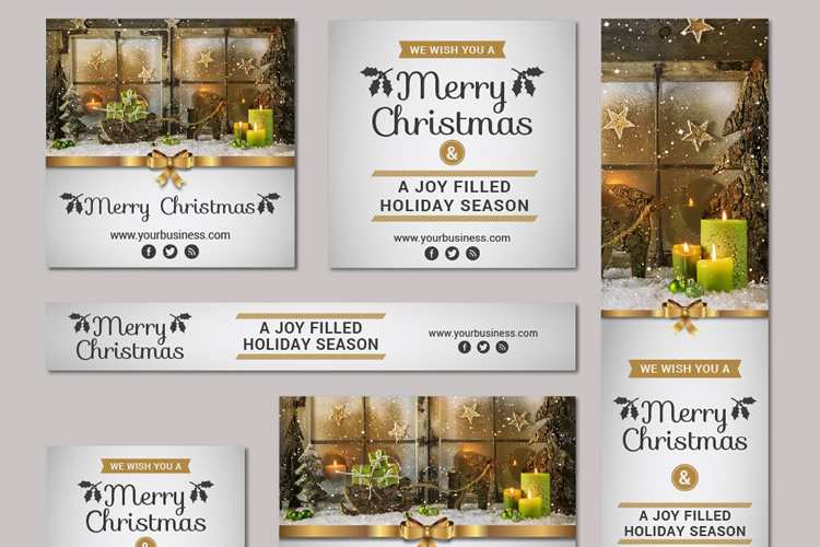 Free Christmas & New Year Vector Ad Banner Kit (AI & EPS)