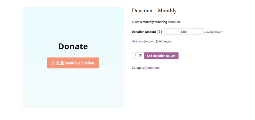 A donation product in WooCommerce