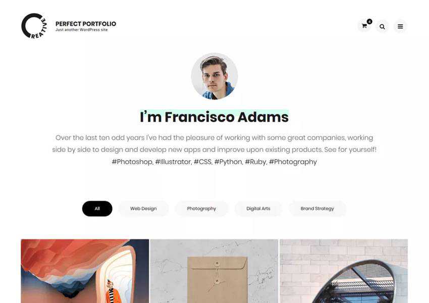 Perfect Clean Elegant free wordpress theme wp responsive creative designer agency portfolio camera
