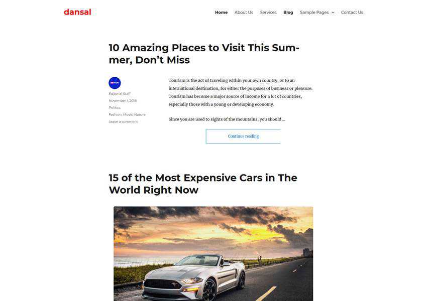 Dansal Twenty Sixteen Child free wordpress theme wp responsive template blog writer longform article