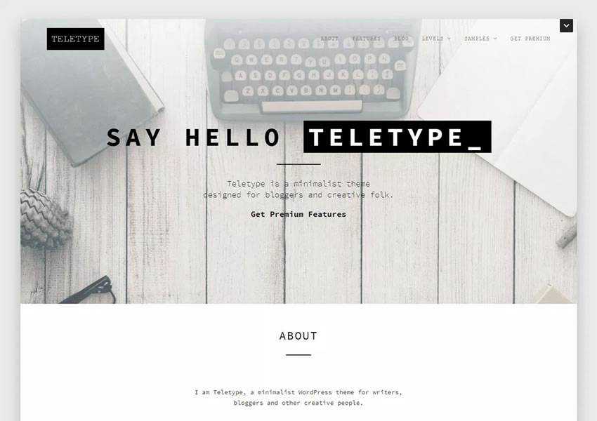 Teletype Minimalist free wordpress theme wp responsive template blog writer longform article