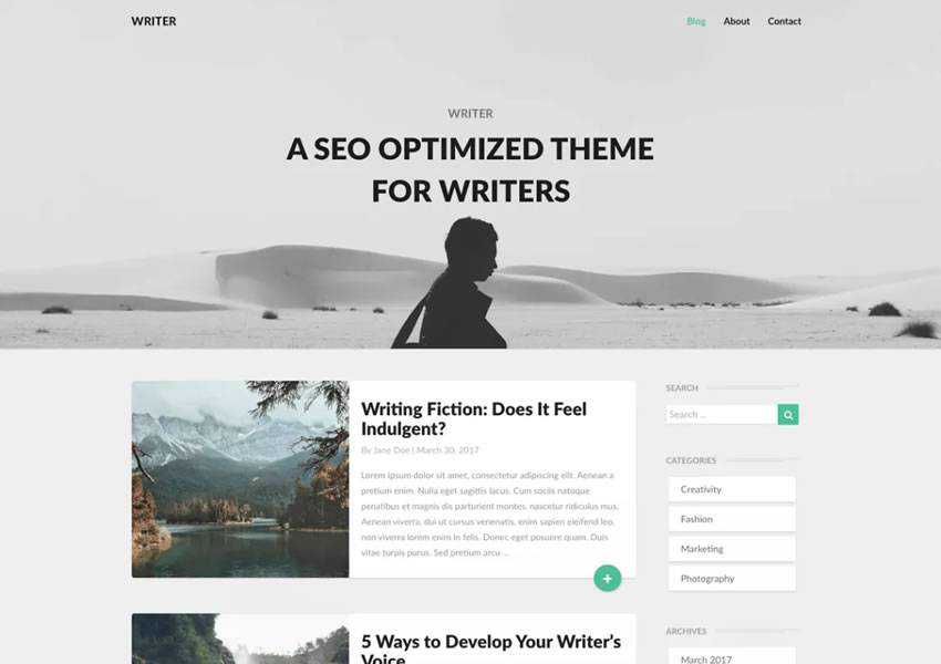 Writers Minimalistic Modern free wordpress theme wp responsive template blog writer longform article