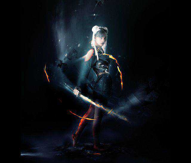 Abstract Style Sword Warrior with Fiery Effect tutorial in Photoshop