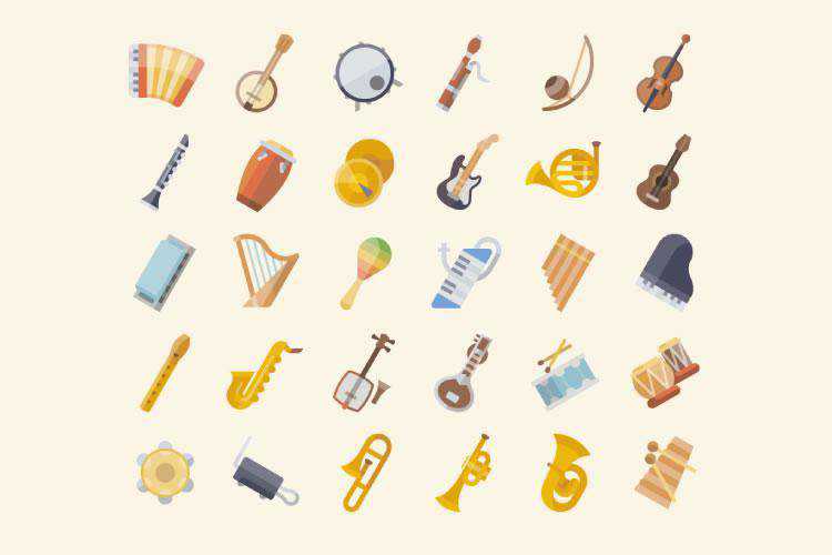 The Free Musical Instrument Icon Set in PNG & SVG Formats