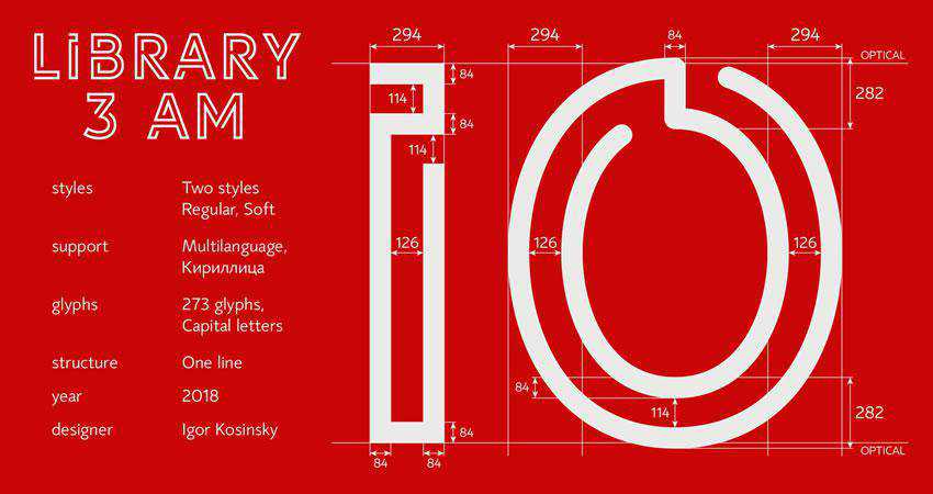 Library 3am - free outline font family