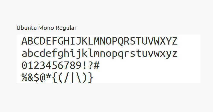 Ubuntu mono monospaced free font family typeface code