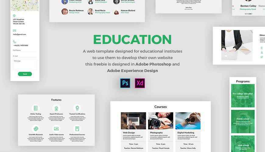 Education PSD Web Template Adobe Photoshop