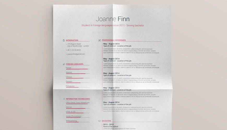 Free Resume Template Vol.2 Photoshop Photoshop PSD