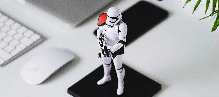 A Storm Trooper figurine.