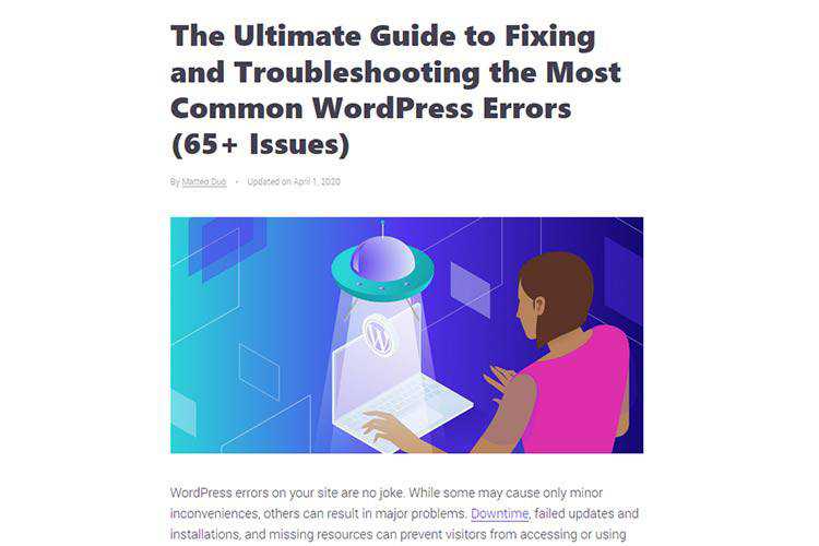 Example of The Ultimate Guide to Fixing and Troubleshooting the Most Common WordPress Errors (65+ Issues)
