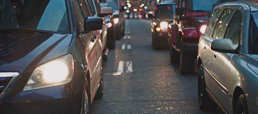 Cars stopped on a road.