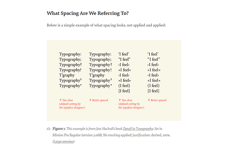 Example from Micro-Typography: How To Space And Kern Punctuation Marks And Other Symbols