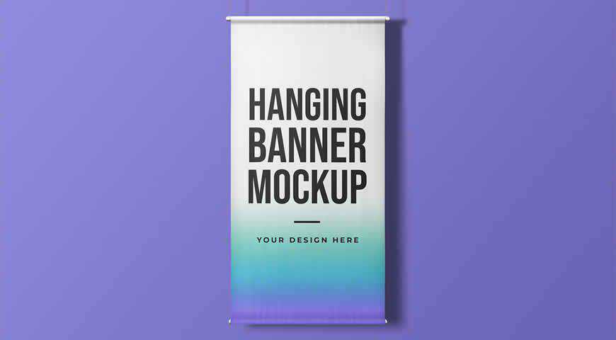 Hanging Vertical Banner Photoshop PSD Mockup Template